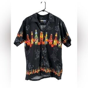 High surf Hawaiian beer short sleeve casual button down shirt